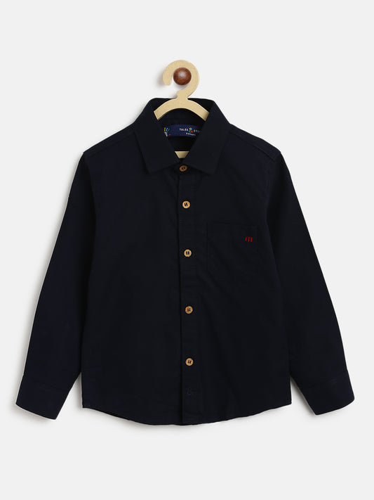 Boys Dark Blue Cotton Shirt