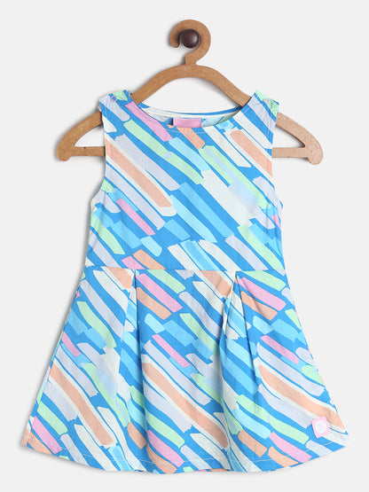 Girls Multi Color Sleeve Less Catton Dress