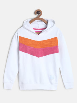 Girls White Printed Sweatshirt