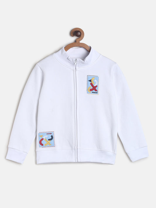 Boys White Patch Print Sweatshirt