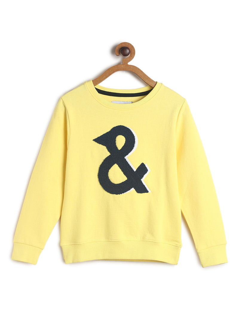 Boys Yellow Printed Sweatshirt