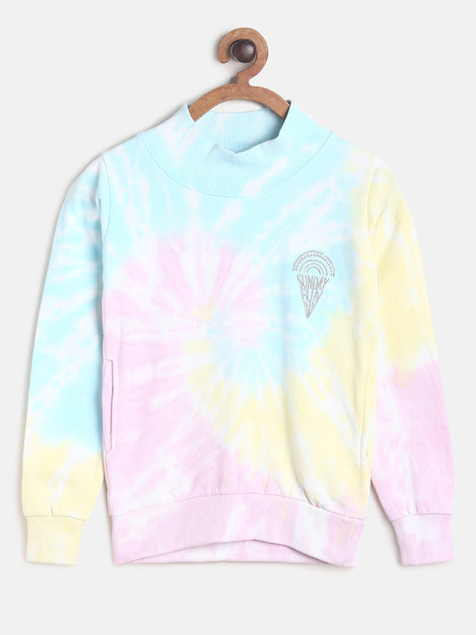 Girls Multicolor Printed Cotton Sweatshirt