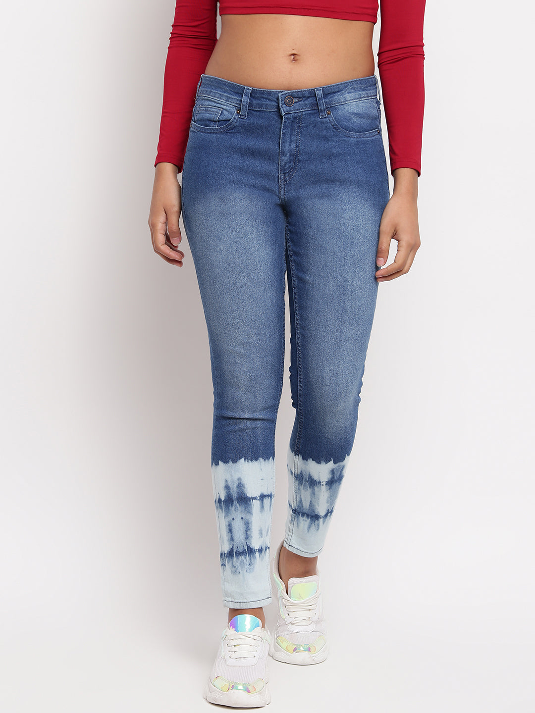 Women Mid Blue Mid Waist Skinny Fit Denim Jeans