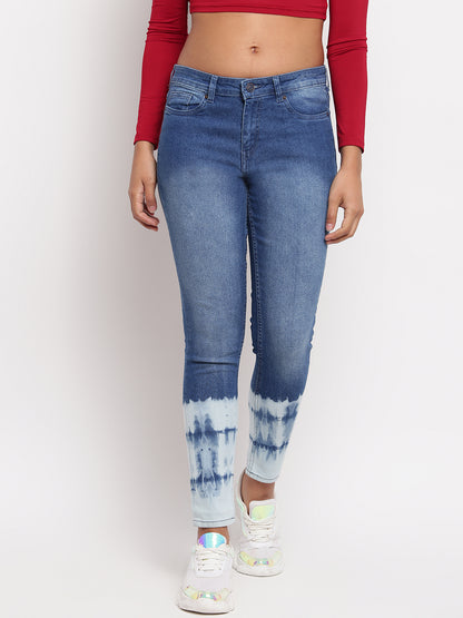 Women Mid Blue Mid Waist Skinny Fit Denim Jeans