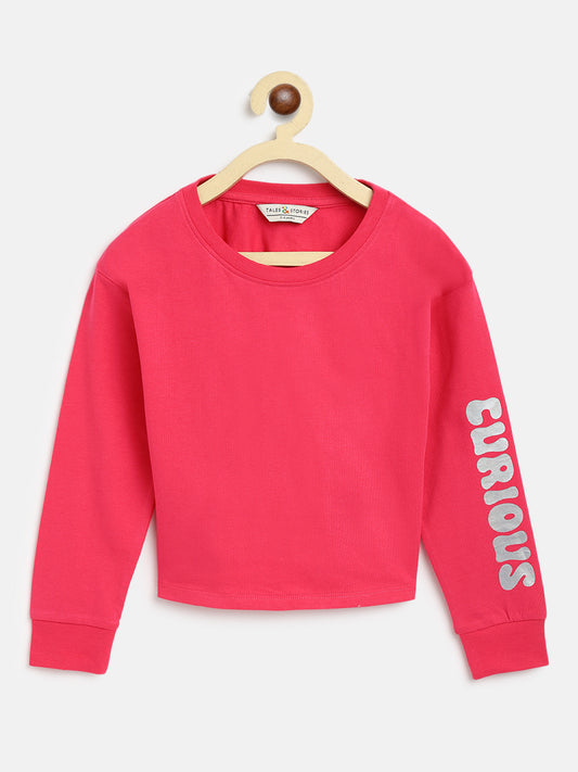 Girls Hot Pink Cotton T-Shirt 