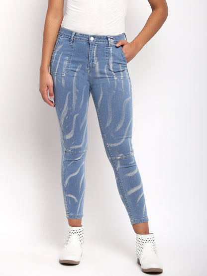 Women Mid Blue Skinny Fit Denim Jeans