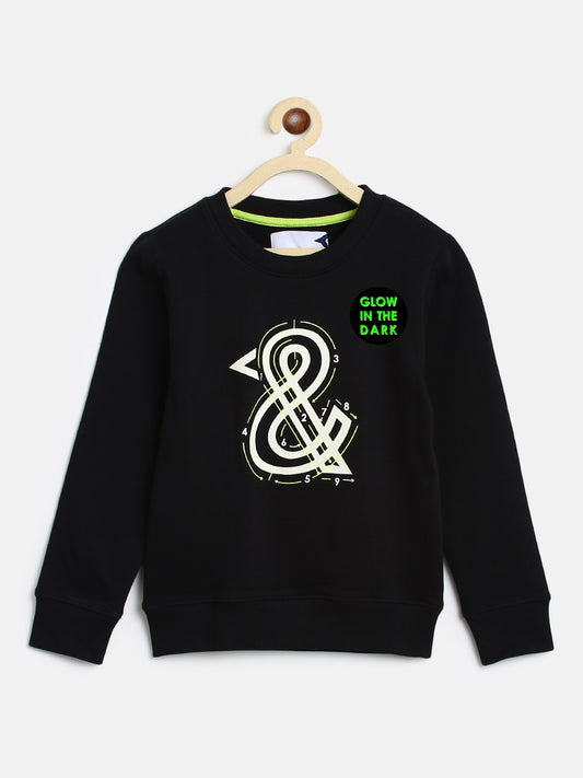Boys Black Printed Sweatshirt