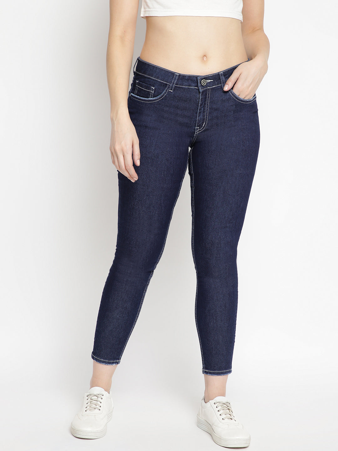 Women Skinny Dark Blue Denim Jeans