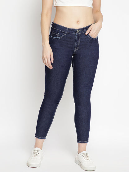 Women Skinny Dark Blue Denim Jeans