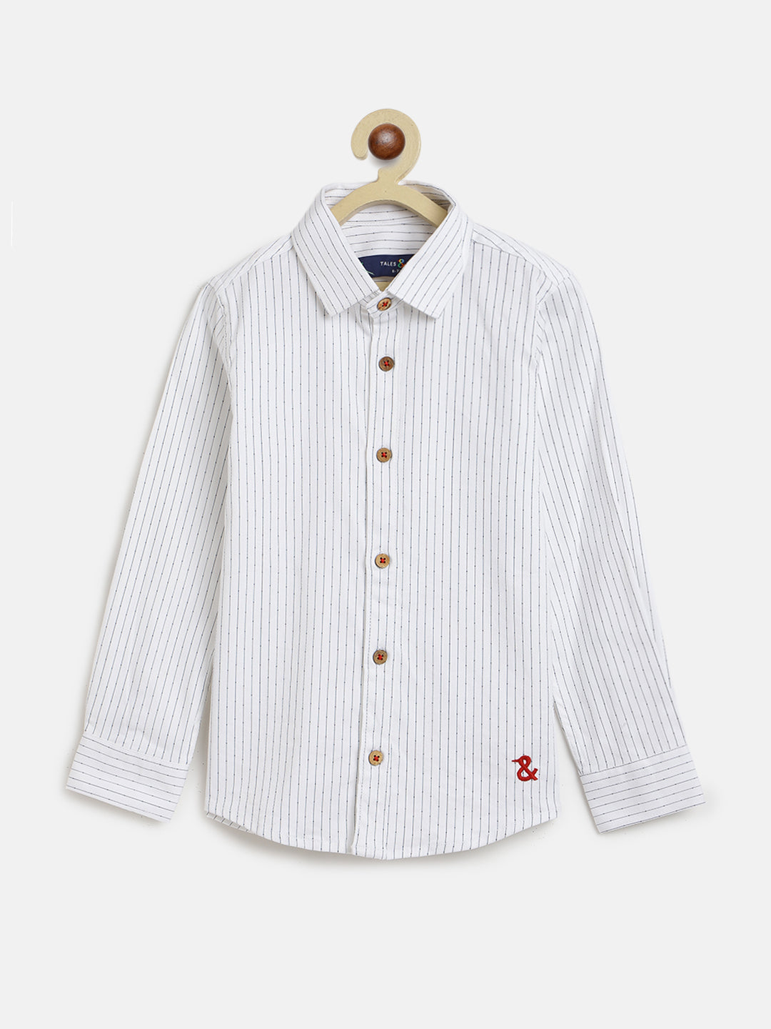 Boys White Striped Cotton Shirt