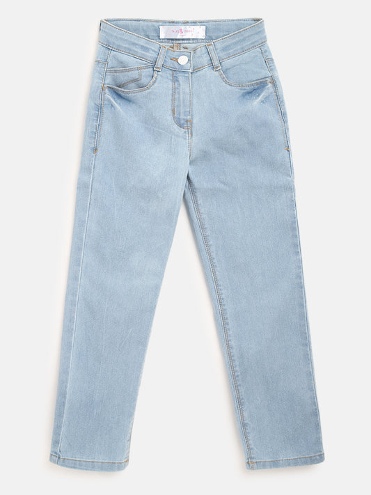 Girls Light Blue Slim Fit Jeans