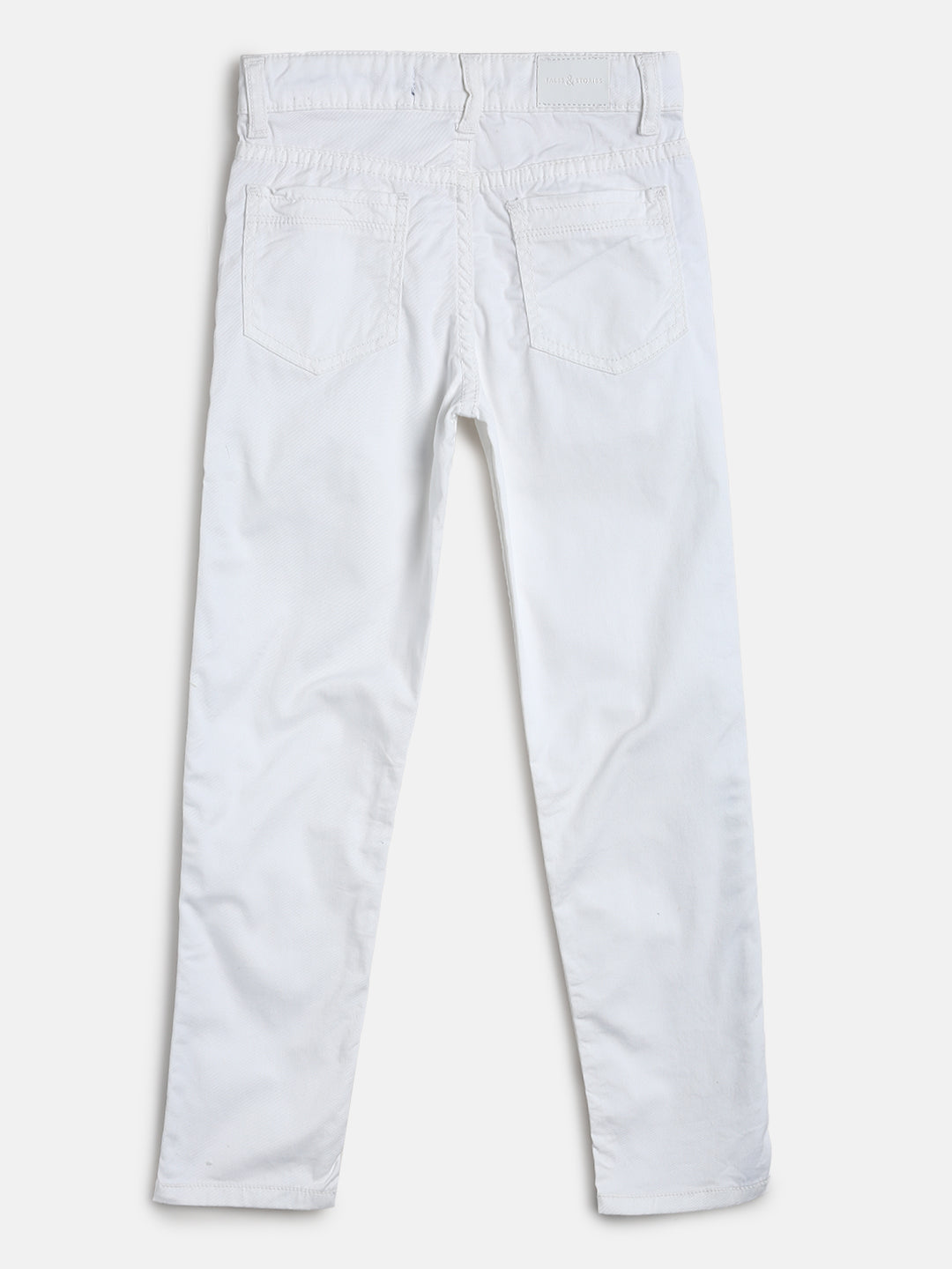 Boys Slim Fit White Cotton Trouser 