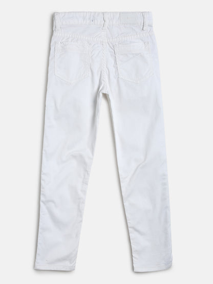 Boys Slim Fit White Cotton Trouser 