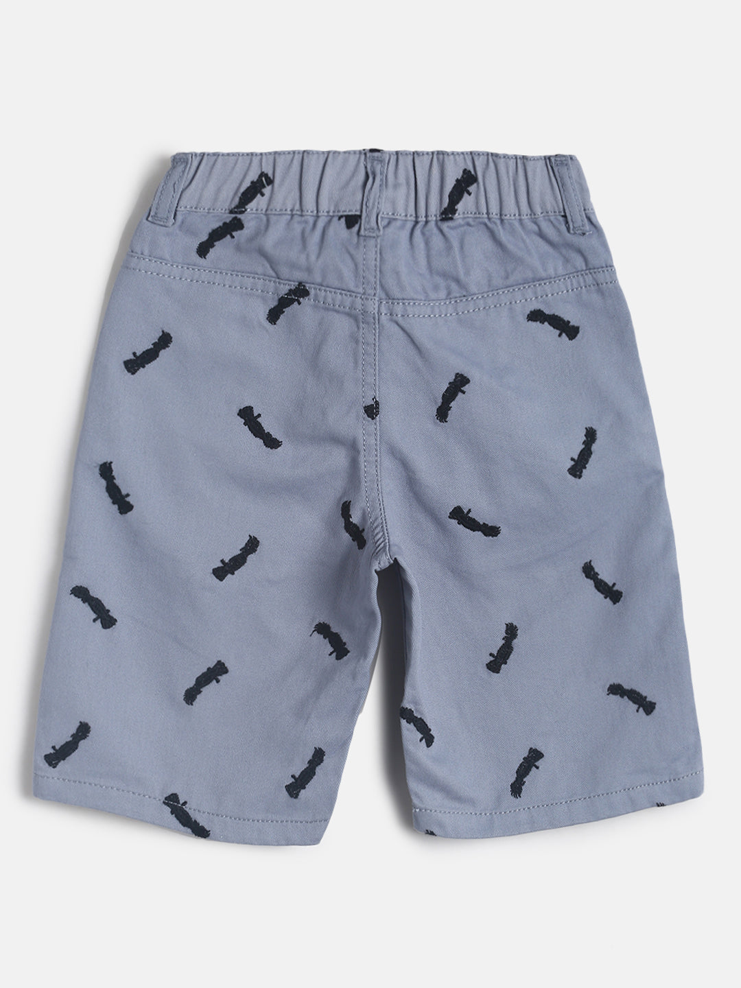 Boys Grey Embroidered Cotton Bermuda