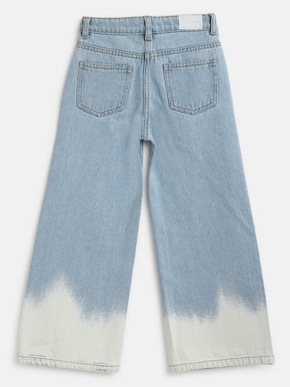 Girls Ice Blue Dip Dye Flared Jeans