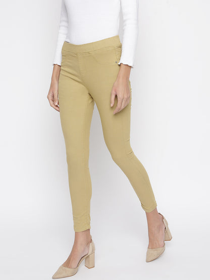 Women Skinny Fit Khaki Jegging