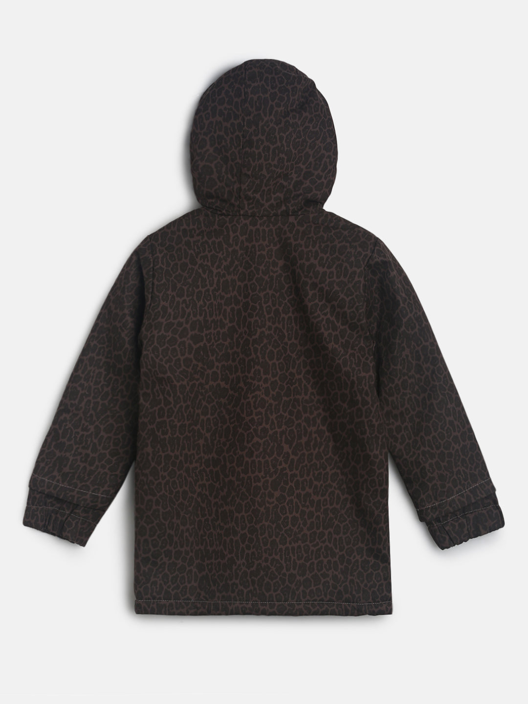 Girls/Boys Brown Printed Puffer Jacket
