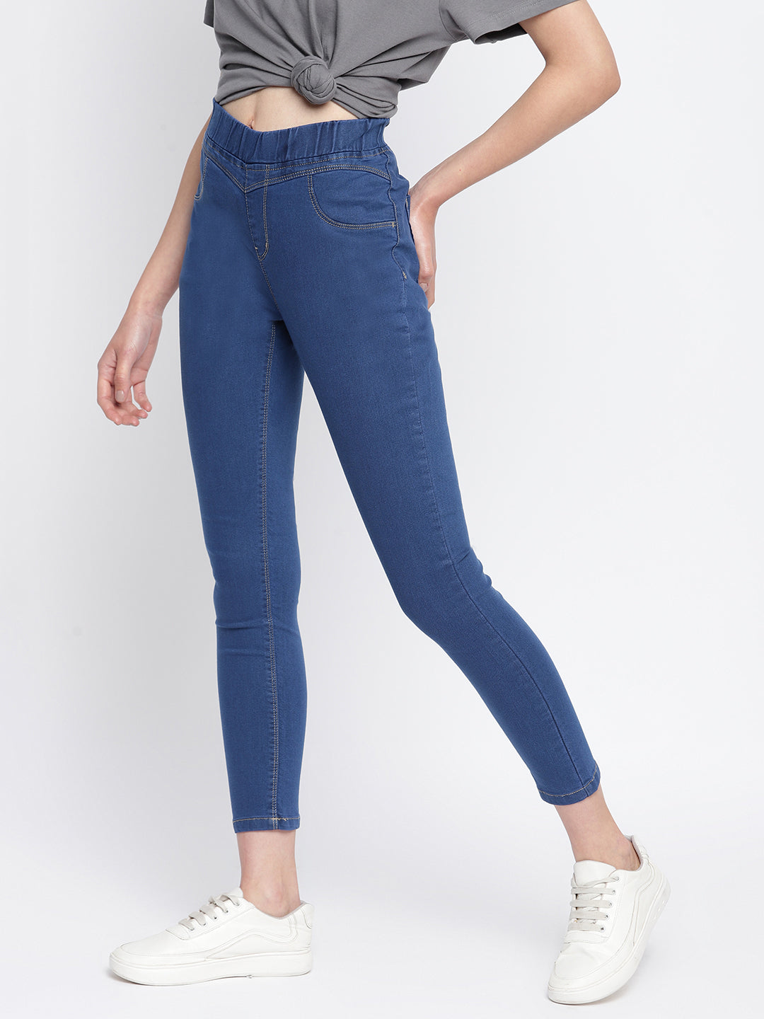 Women Skinny Fit Mid Blue Denim Jegging