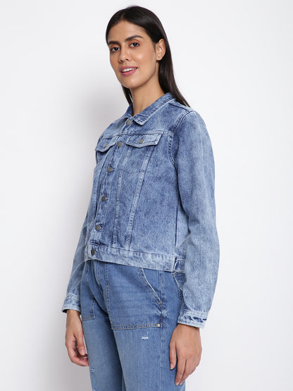 Women Mid Blue Denim Jacket
