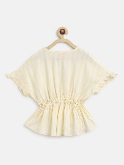 Girls Cream Dobby Weave Top
