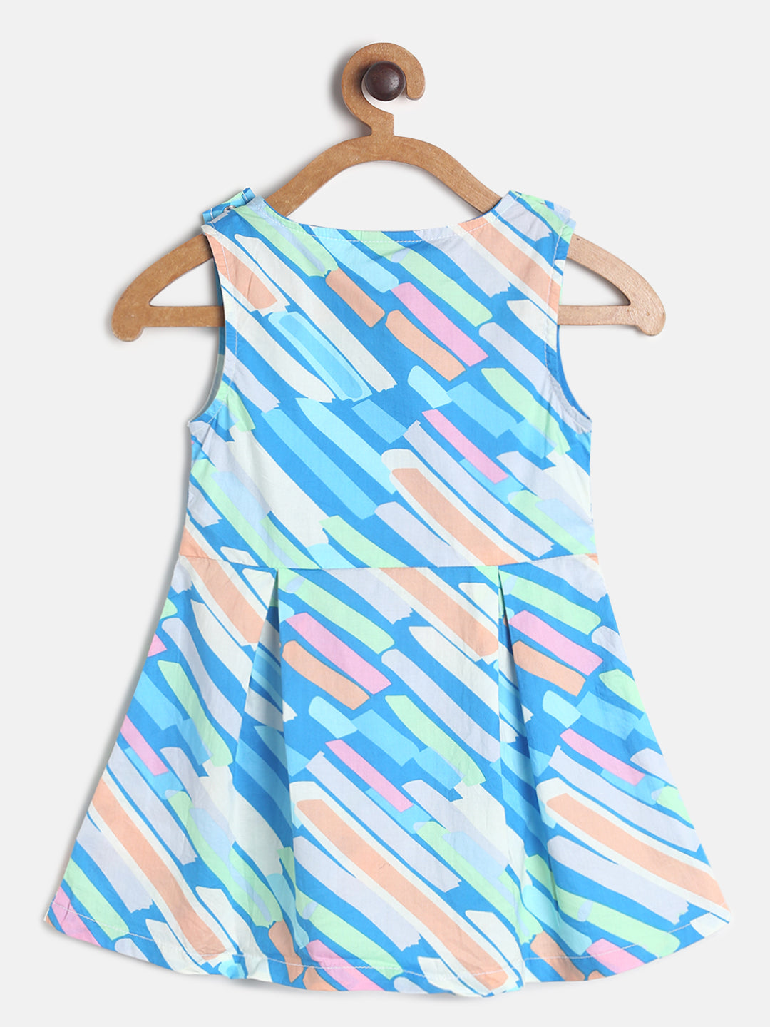 Girls Multi Color Sleeve Less Catton Dress