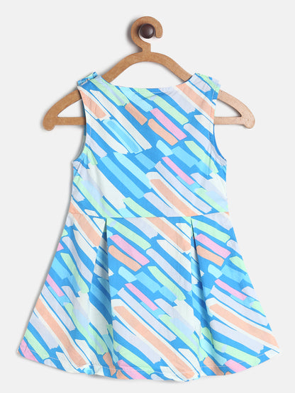 Girls Multi Color Sleeve Less Catton Dress