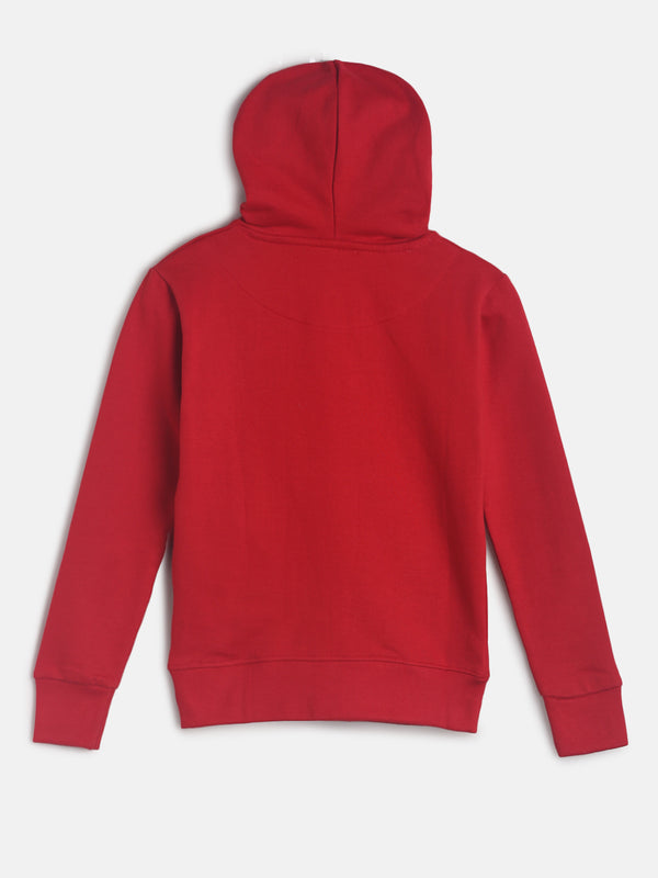 Girls Printed Red Sweatshirt