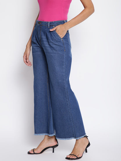 Women Mid Blue Flared Jeans