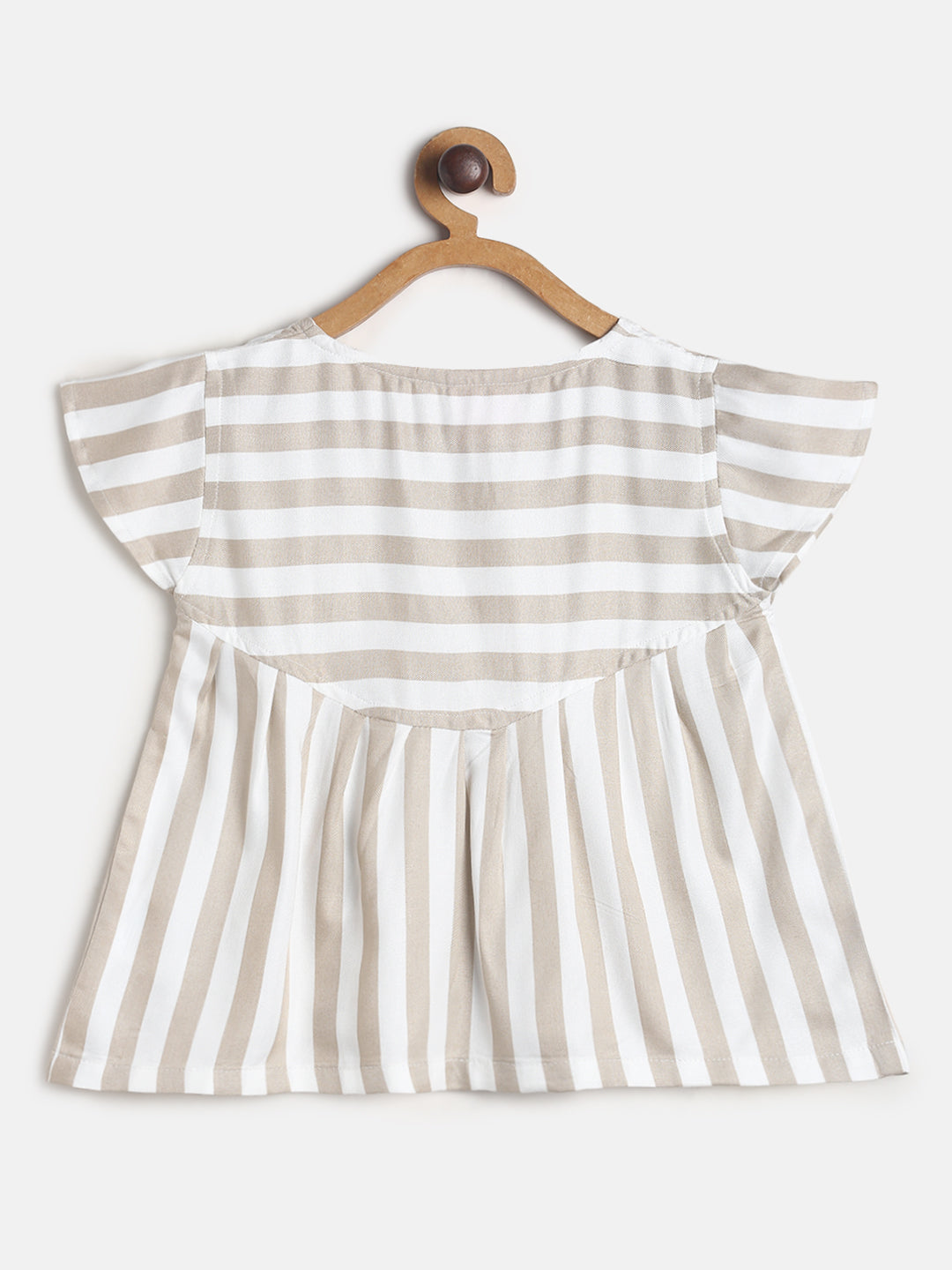 Girls Beige Stripes Top