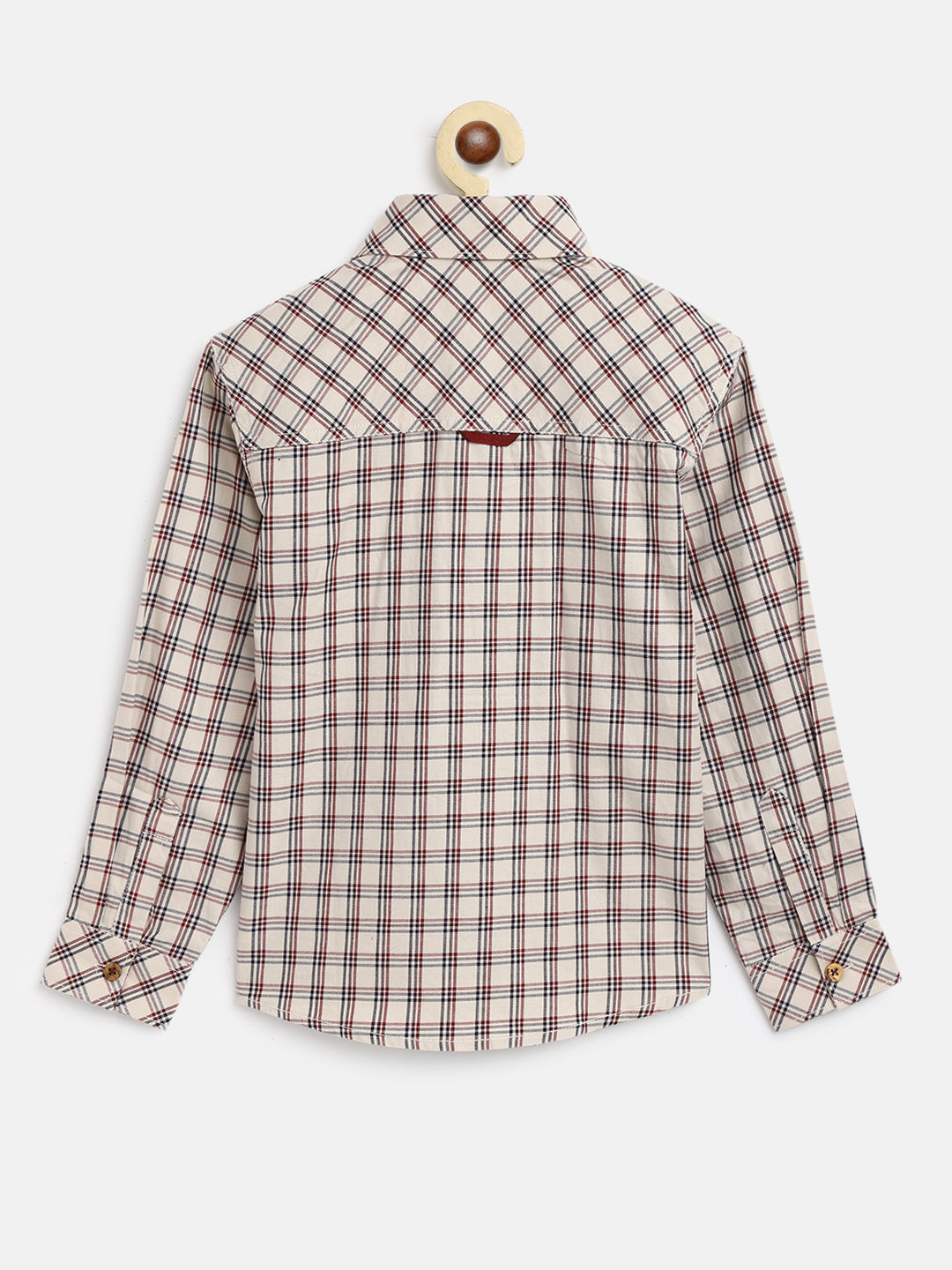 Boys Cream Checks Cotton Casual Shirt