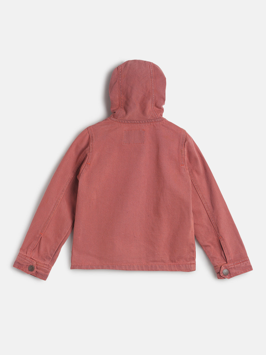 Boy Regular Fit Cotton Red Jacket With Hood