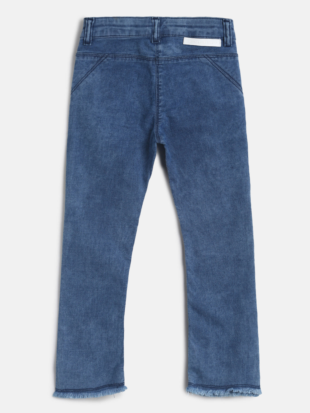 Girls Mid Blue Embroidered Denim Jeans