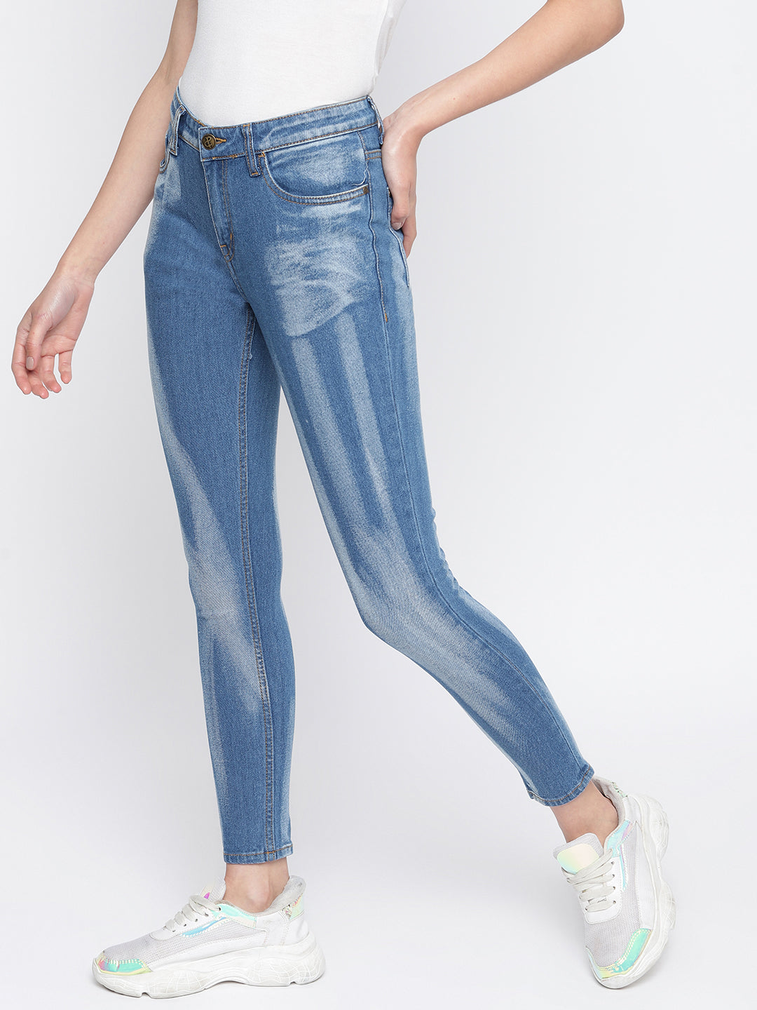 Women Mid Blue Skinny Fit Denim Jeans