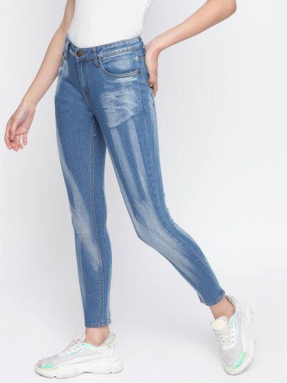 Women Mid Blue Skinny Fit Denim Jeans