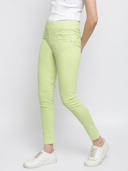Women Neon Green Skinny Fit Jegging