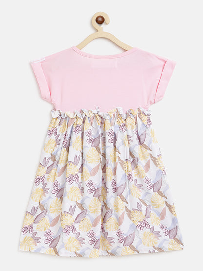 Girls Multicolored Leaf Printed Dress