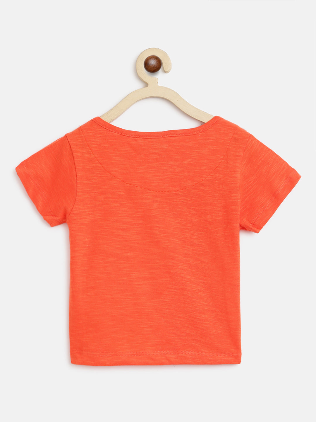 Girls Orange Solid T-Shirt 