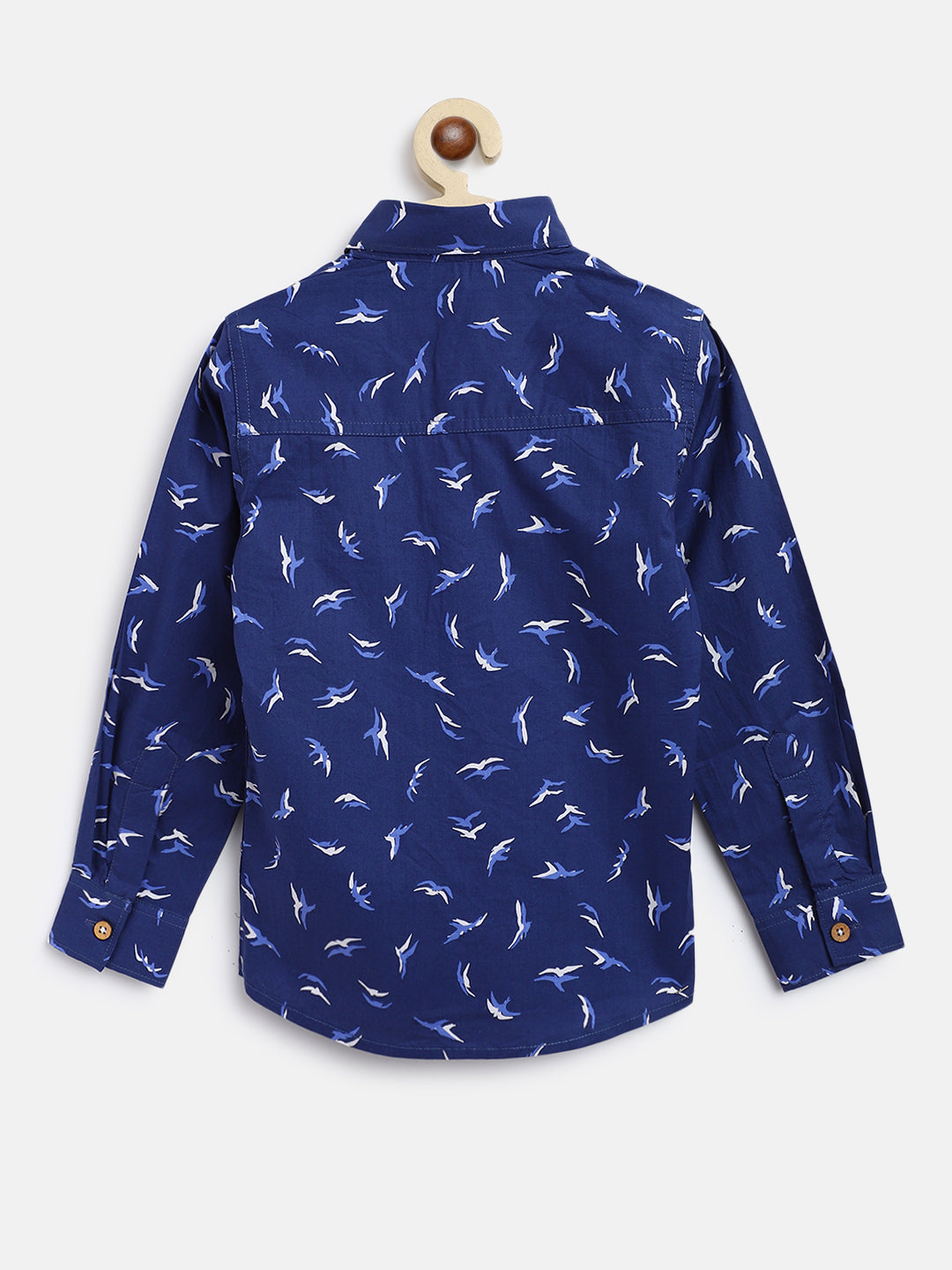 Boys Blueish Printed Cotton Shirt 