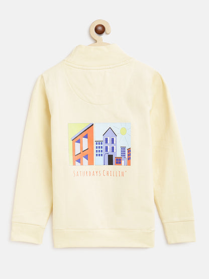 Boys Yellow Printed Sweatshirt 