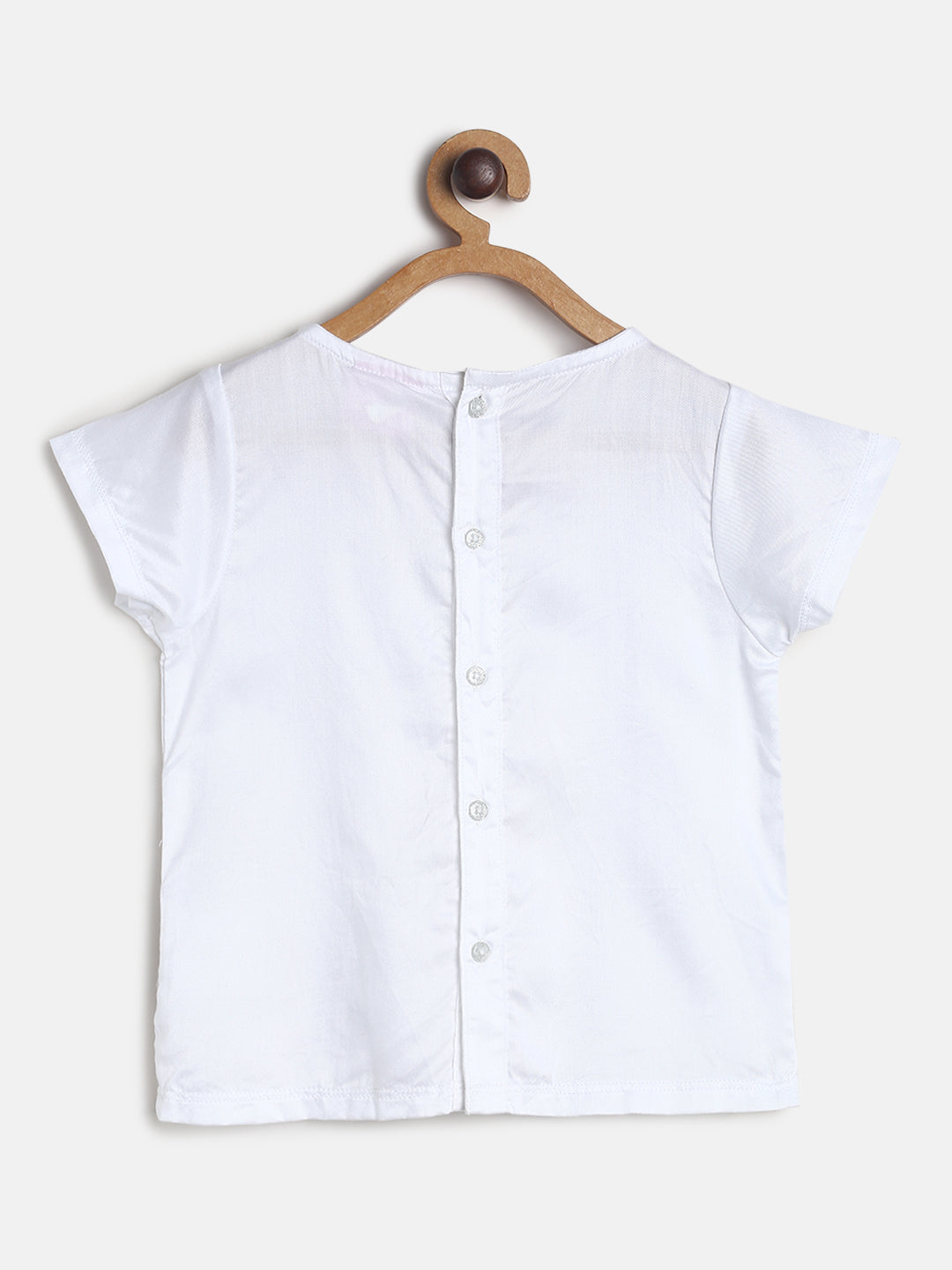 Girls Cotton White Printed Top 