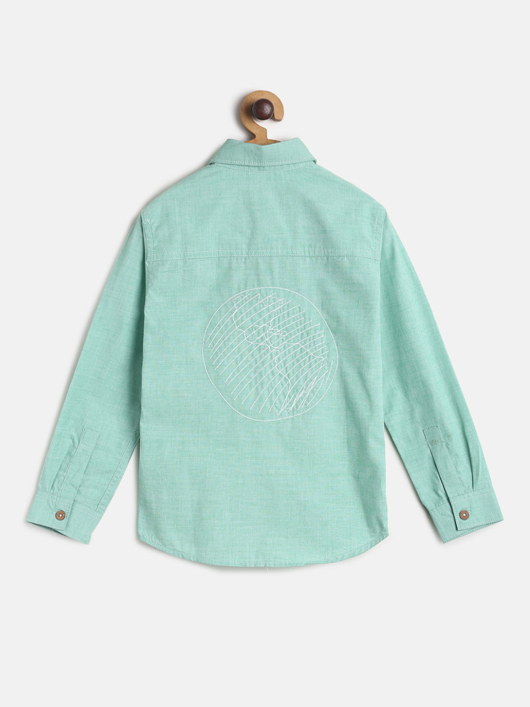 Boys Green Casual Cotton Shirt