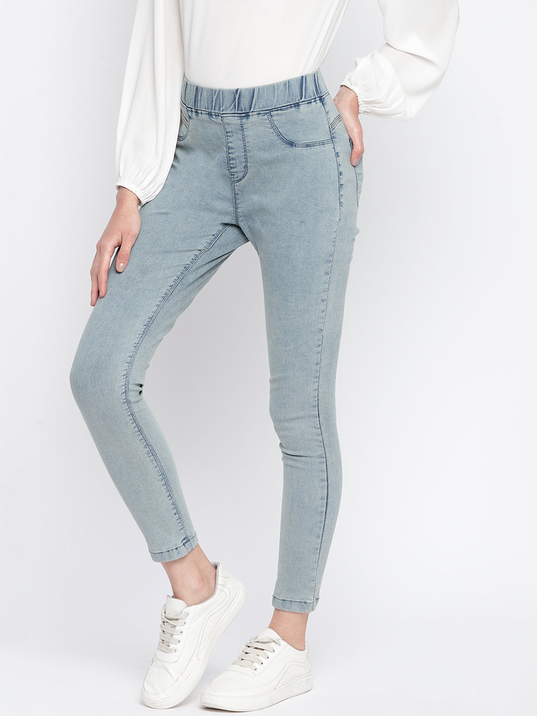 Women Skinny Fit Khaki Tint Denim Jegging