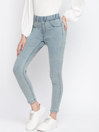 Women Skinny Fit Khaki Tint Denim Jegging