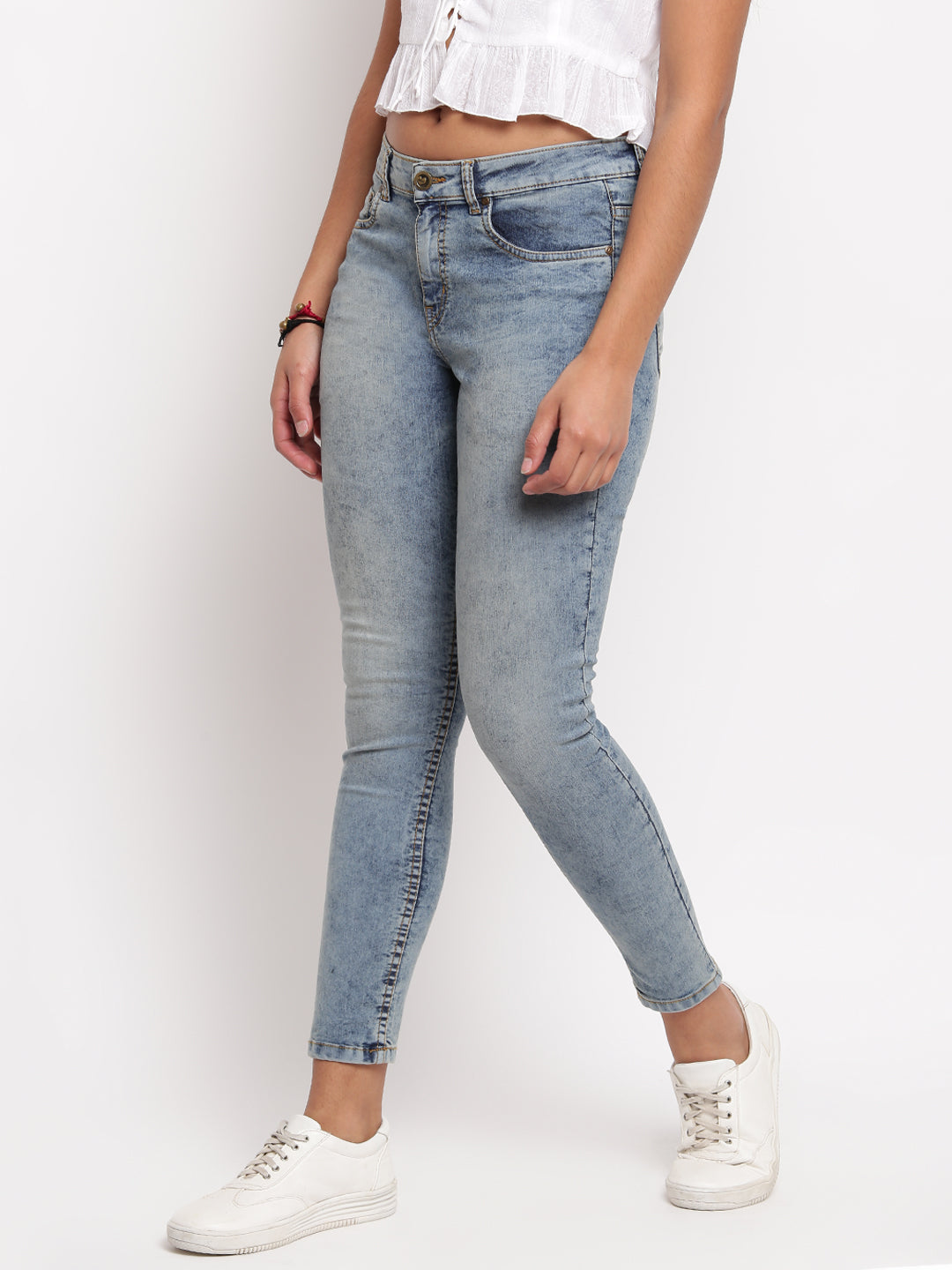 Women Mid Blue Mid Waist Skinny Fit Denim Jeans