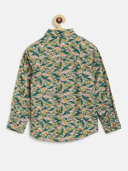 Boys Leaf Printed Cotton Shirt
