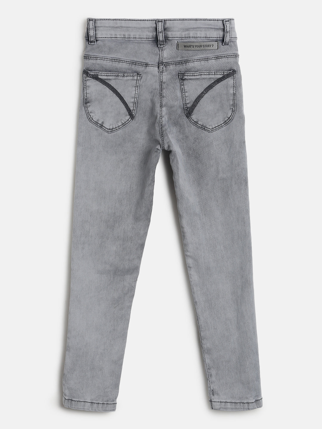 Girls Slim Fit Grey Denim Jeans