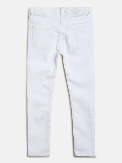 Girls White Slim Fit Trouser
