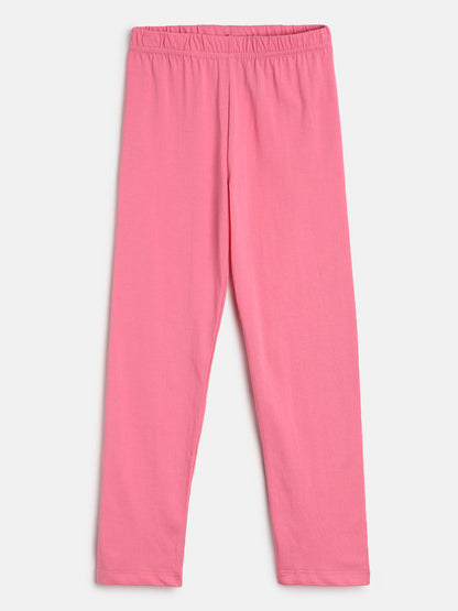 Girls Red & Pink Printed Cotton Night Suit