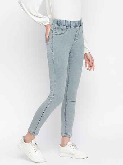 Women Skinny Fit Khaki Tint Denim Jegging