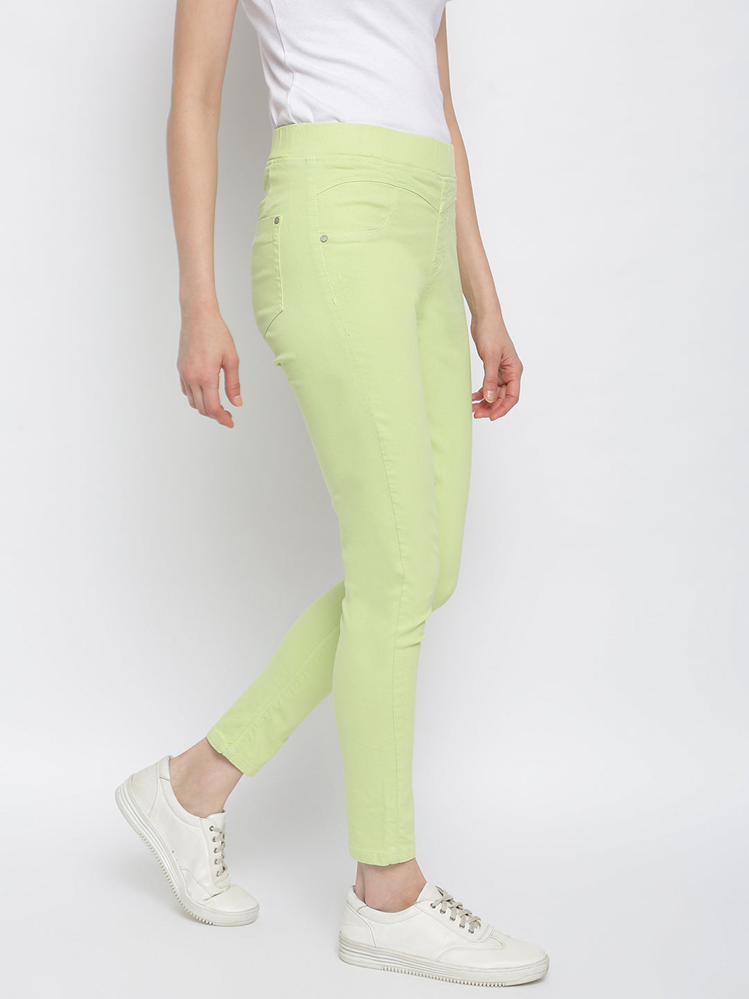 Women Neon Green Skinny Fit Jegging